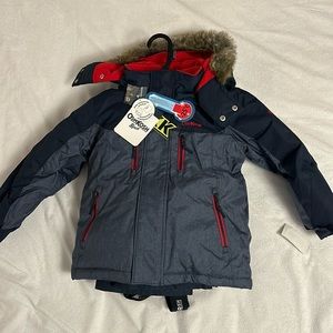 NWT 4T OSHKOSH Blue with red trim winter jacket and ski pants set